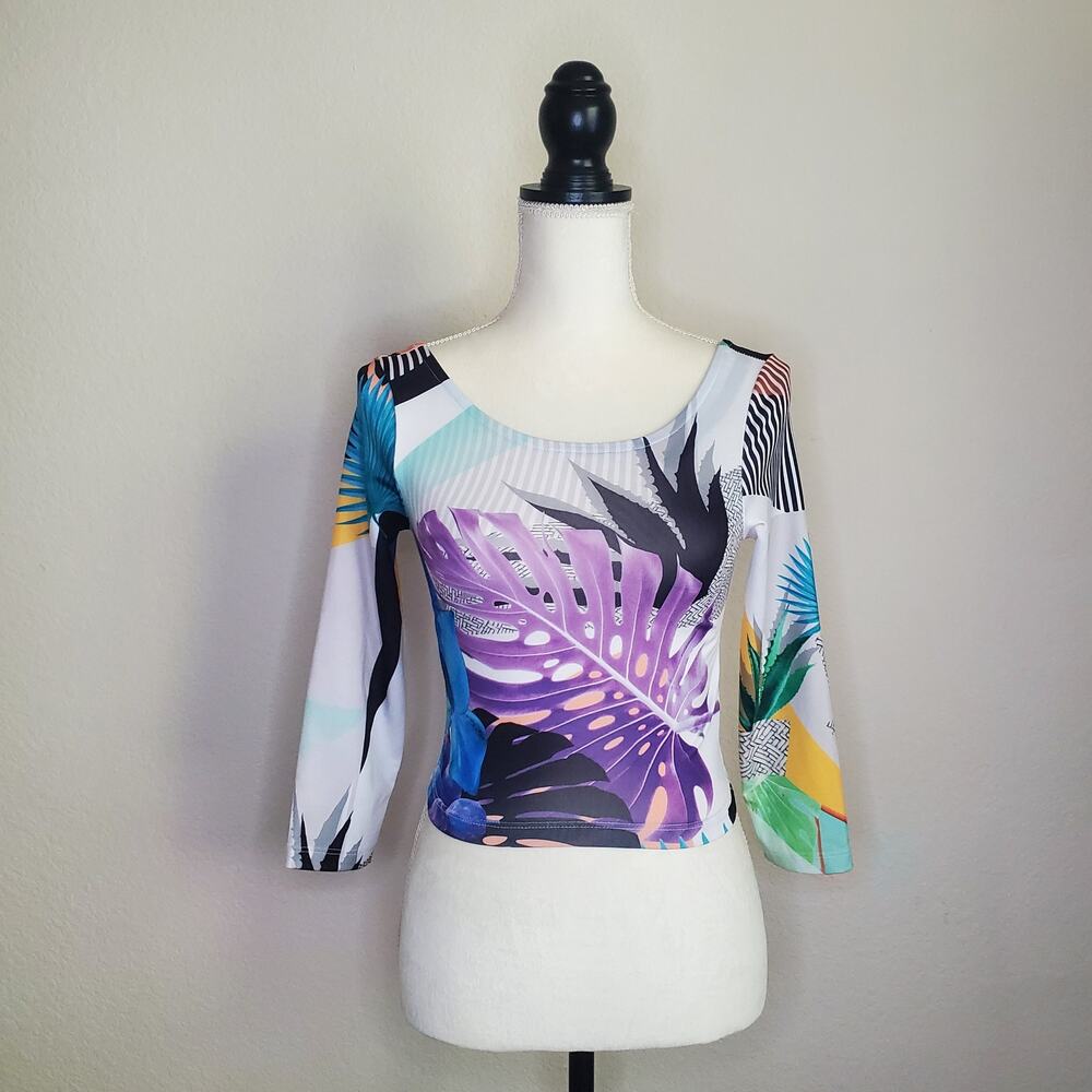 Bebe Tropical Bodycon Crop Top XS